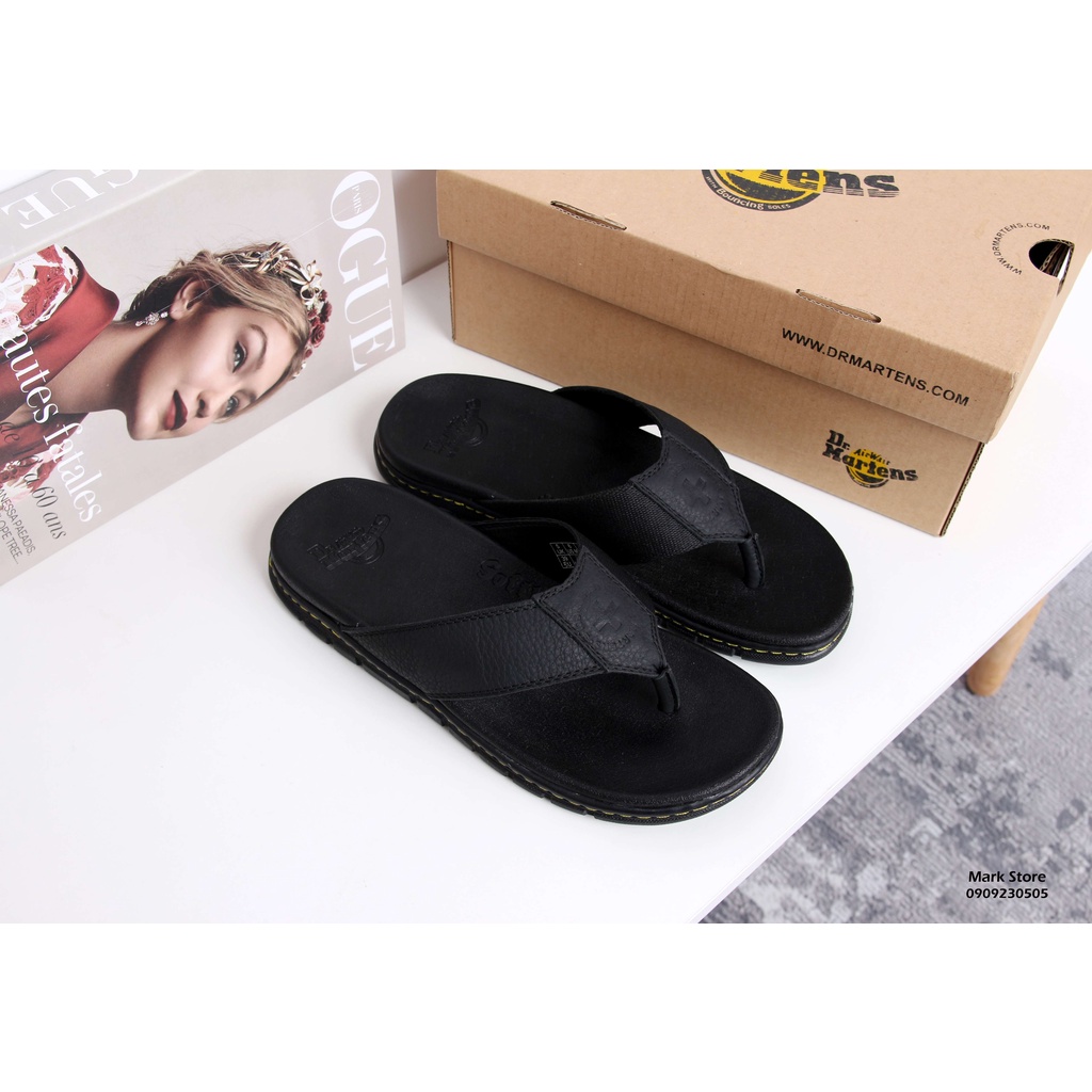 Dép Dr Martens quai kẹp da bò phối Canvas [Mark Store]