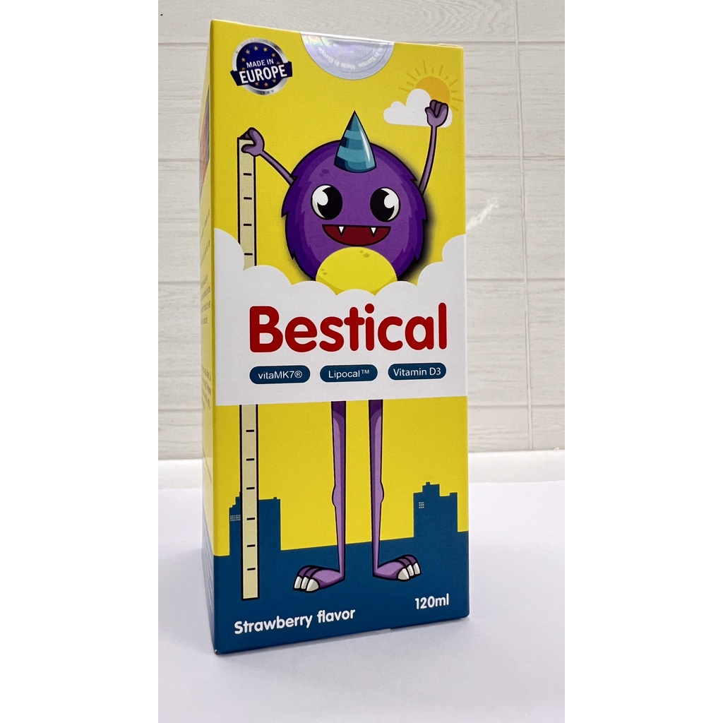 Siro Bestical bổ sung calci vitamin d3.vitamin k2 giúp bé phát triển chiều cao,xương răng chắc khỏe.chai 120ml
