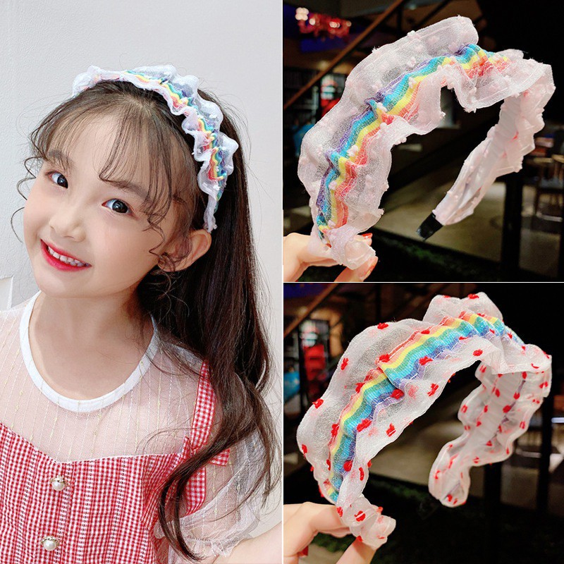 Cài Tóc Vải Voan Màu Cầu Vồng Dễ Thương Dành Cho Bé Gái