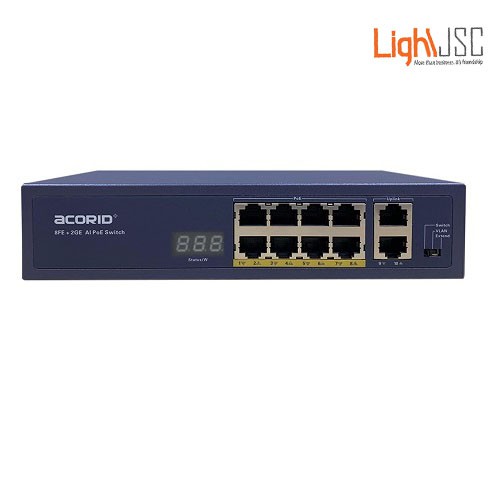 Switch PoE 8 cổng PoE x 2 cổng Uplink Acorid LS1708P2G Rj45 96W- Hàng nhập khẩu