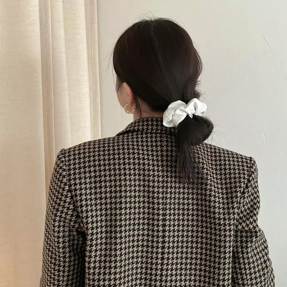 Dây Buộc Tóc Bằng Da PU WMES15H Phong Cách Pháp Cổ Điển Dễ Thương