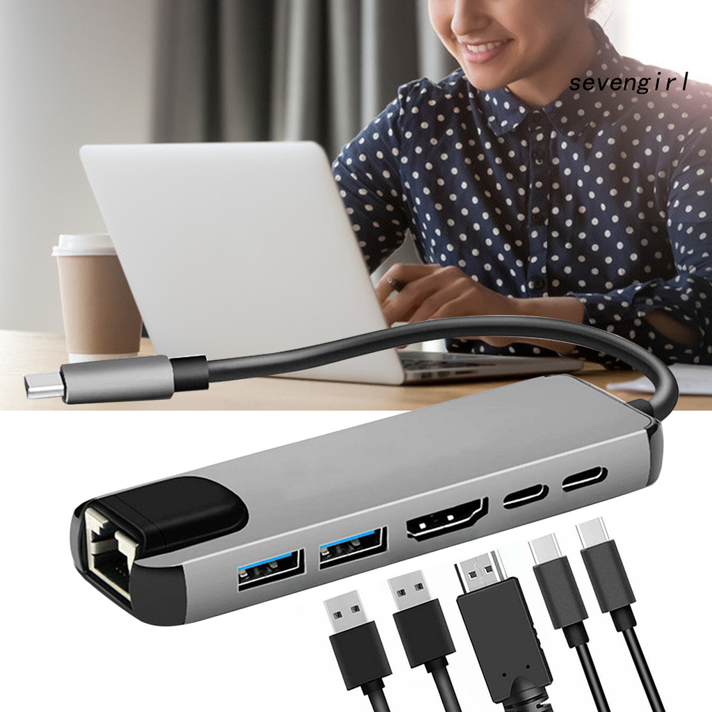 Bộ Chia Cổng Usb 6 Trong 1 Type-C 4k Hdmi-Compatible Rj45 Ethernet Lan Cho Nintendo Switch | BigBuy360 - bigbuy360.vn