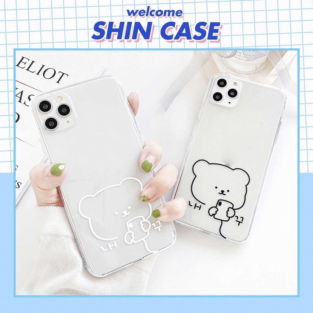Ốp lưng iphone Gấu Selfie viền trong chống ố 6/6plus/6s/6splus/7/7plus/8/8plus/x/xr/xs/11/12/13/pro/max/plus/promax