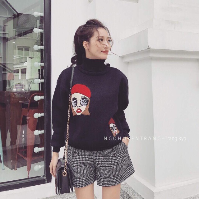 Áo nỉ cô gái cổ lọ | BigBuy360 - bigbuy360.vn