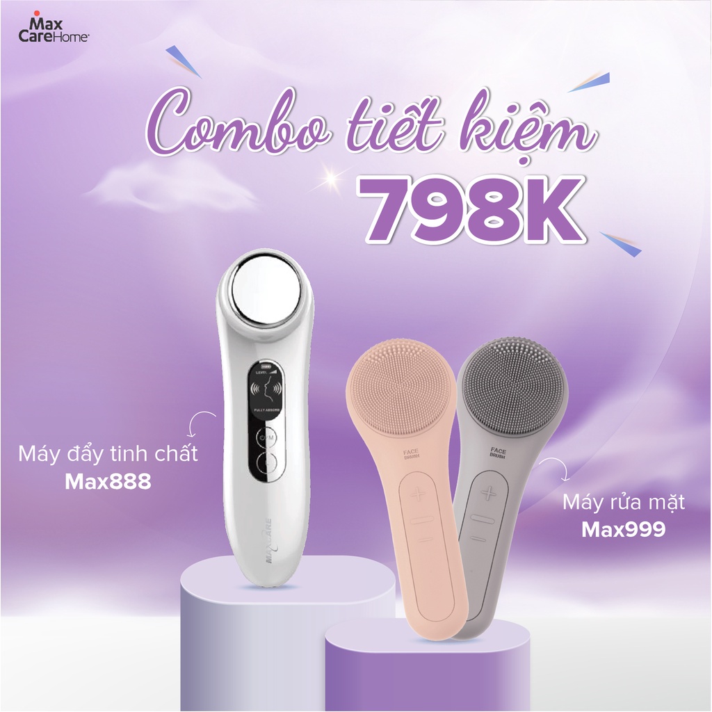 [Combo giảm 967K] Máy đẩy tinh chất ion nóng lạnh Max888PRO/Max888 + Máy rửa mặt Maxcare Max999