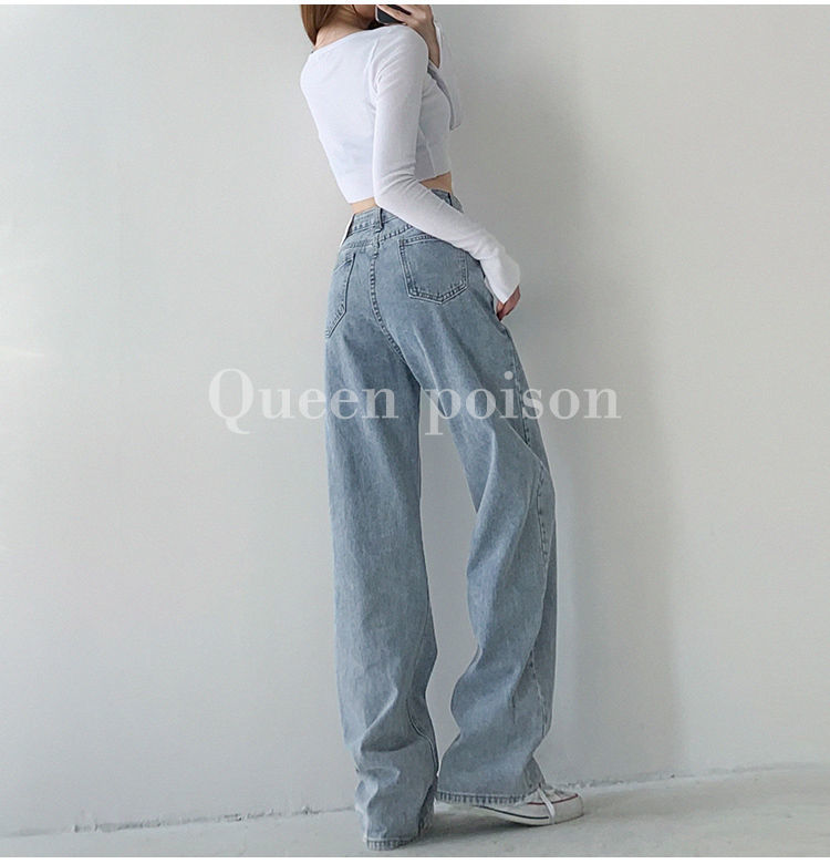  Quần Jeans Lưng Cao Ống Rộng Cá Tính Cho Nữ