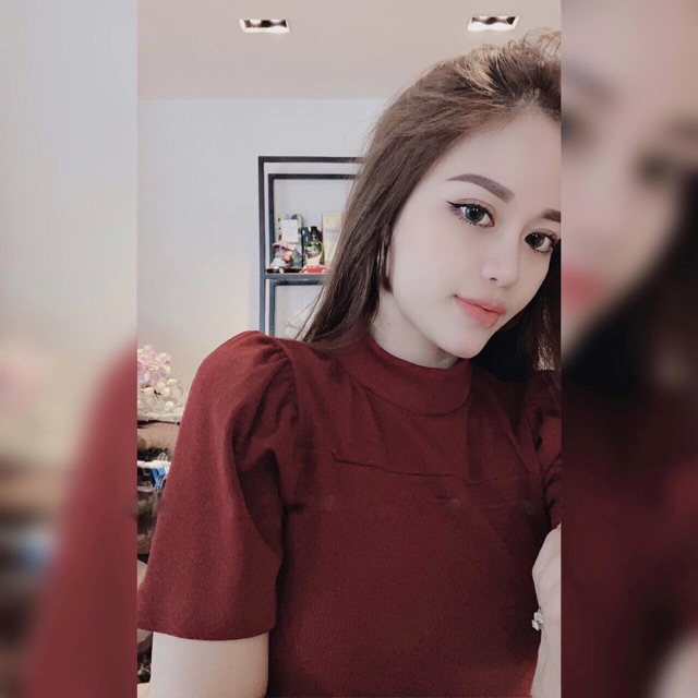 Áo len cộc tay cổ 3p, chất len mỏng co dãn | BigBuy360 - bigbuy360.vn