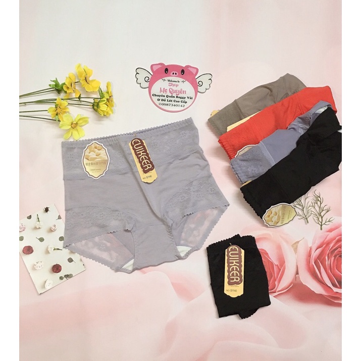 Quần lót Cotton lạnh phối ren điệu đà, cạp cao gen bụng nâng mông quyến rũ