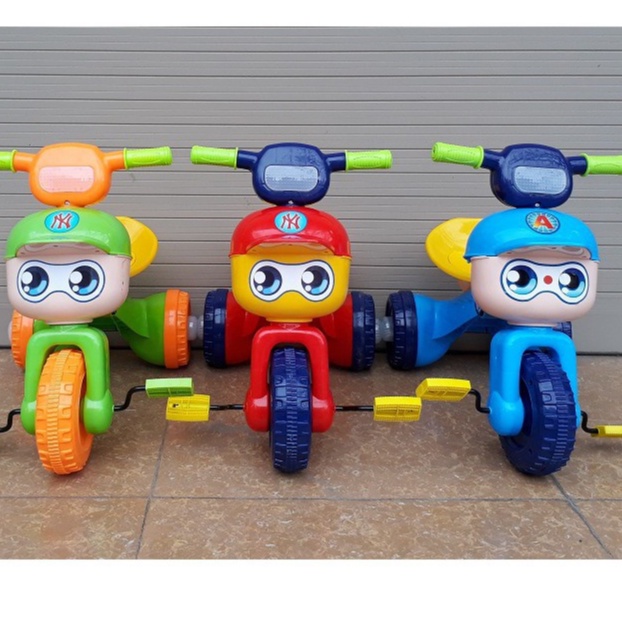 Xe Đạp 3 Bánh Hoạt Hình Chú Bé Đội Mũ Và Con Bò Gấp Gọn