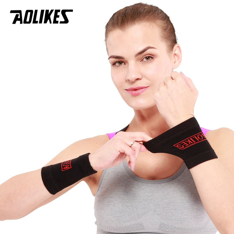 Aolikes 1 Cặp Băng Quấn Bảo Vệ Cổ Tay Unisex Hỗ Trợ Chơi Bóng Rổ / Bóng Đá / Chạy Bộ