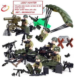 Lego Army WWII Tiểu đội Lính nhảy dù Mỹ kèm trung bị vũ khí