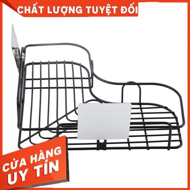 [XẢ KHO+FREE SHIP]  KỆ GÓC INOX DÁN TƯỜNG ĐEN VIỀN UỐN LƯỢN TIẾT KIỆM KHÔNG GIAN