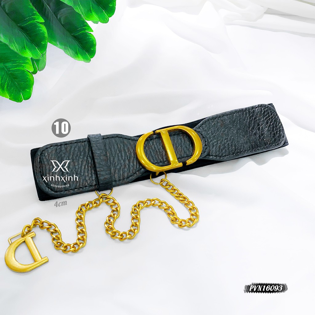 Belt váy, đai váy da xích rơi, Belt da huy hiệu đính đá nhân tạo vô cùng sang chảnh - Xinh Xinh Accessories