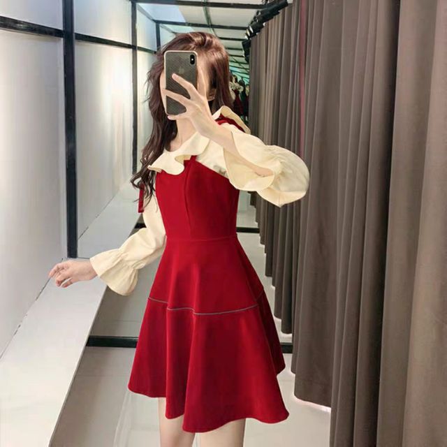 Đầm dây nhung Taobao