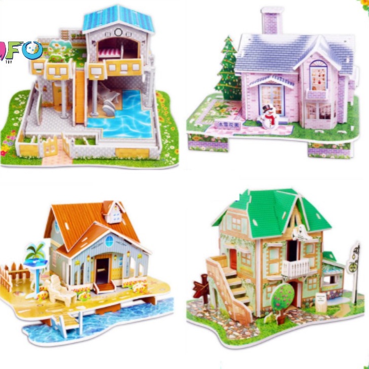 Đồ chơi mô hình nhà 3D bằng bìa xốp cho bé