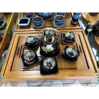 [ Nghệ nhân Tô Thanh Sơn] Bộ ấm chén hỏa biến Bát Tràng