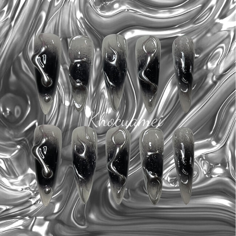 NAILBOX LOANG ĐEN TRÁNG GƯƠNG NỔI - KHOCUAMEI