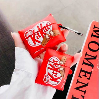 Ốp Airpods 1/2, Airpods Pro socola Kitkat đỏ silicon 3d cao cấp