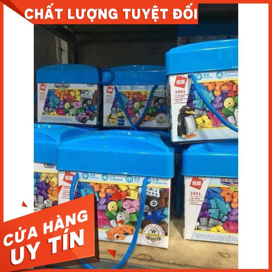 BỘ LEGO 460 CHI TIẾT HỘP VUÔNG MÀU XANH