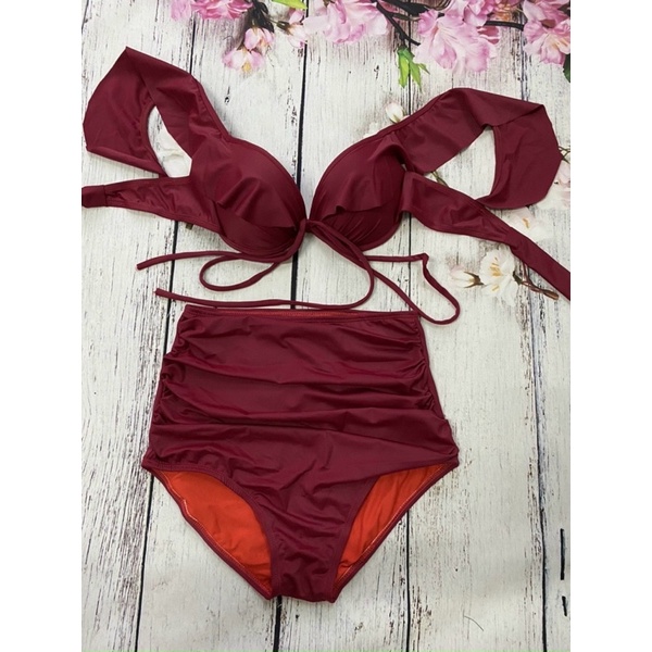 sét bikini 2   bông hoa mảnh quần nhún kết hợp áo gọng siêu nâng