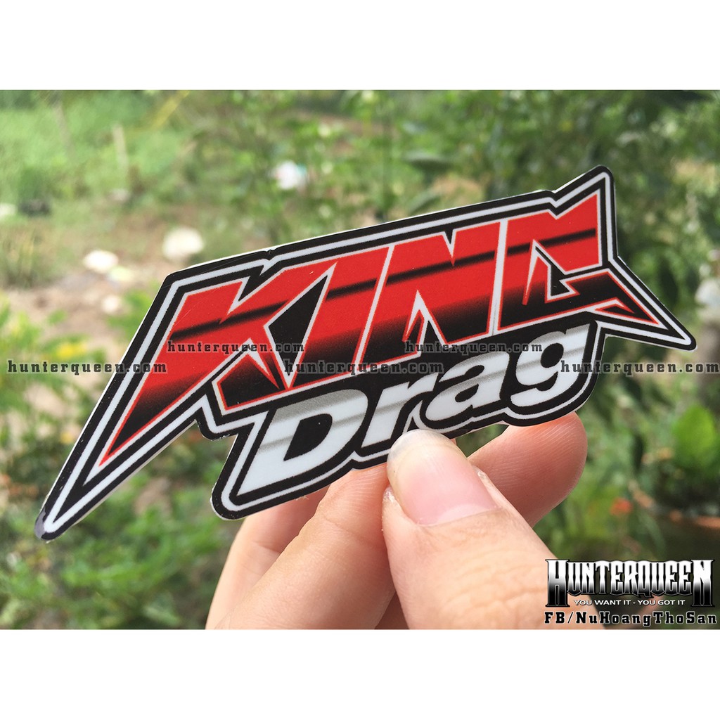 Cặp chữ KingDrag xanh / đỏ [10x3.5cm]. Tùy chọn in màu khác theo ý khách. Decal hình dán logo chống nước