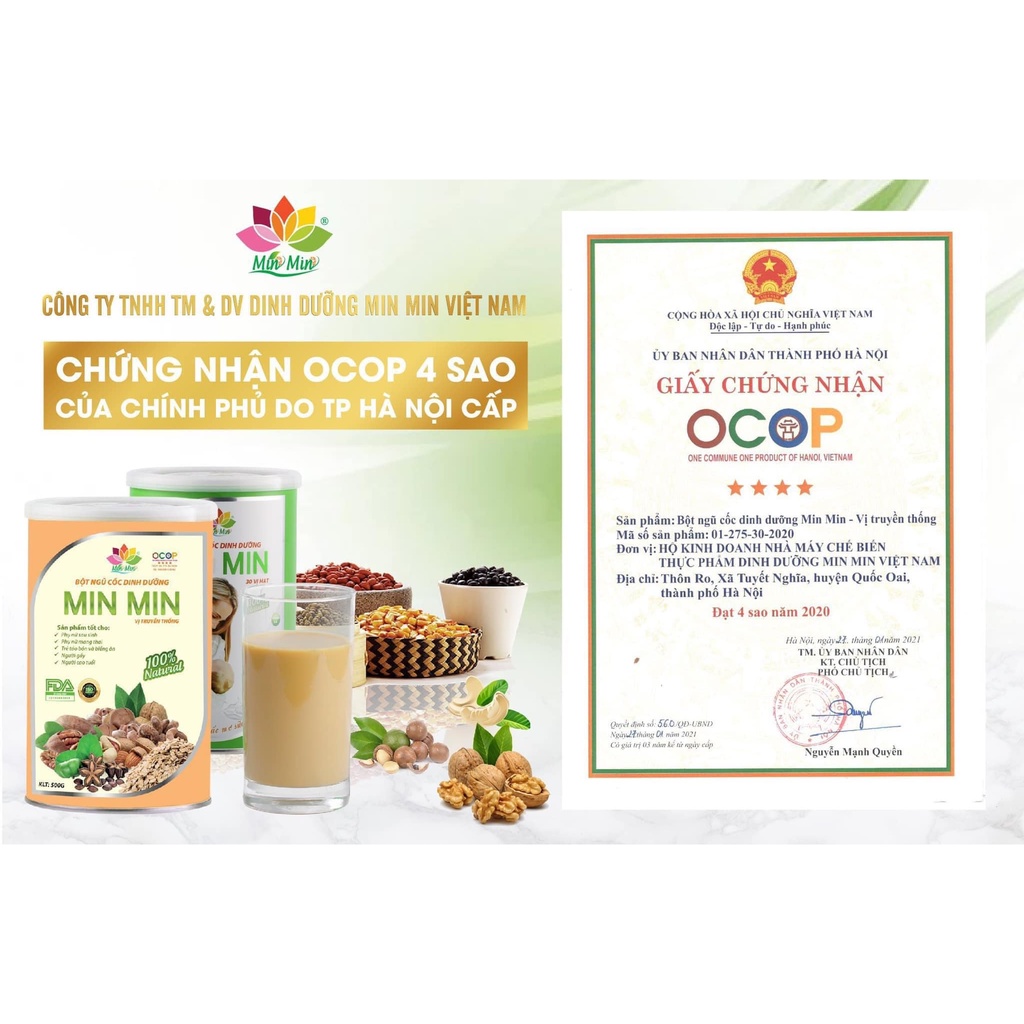 Bột Ngũ Cốc Lợi Sữa Min Min 500g 30 loại Hạt mẫu mới