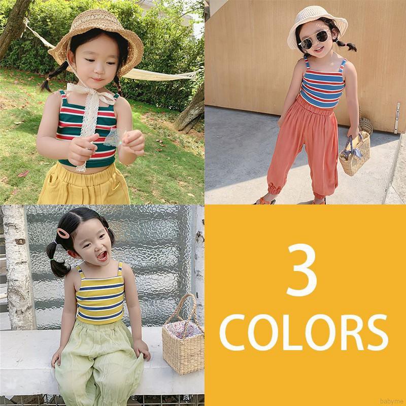 Áo cotton hai dây in họa tiết sọc thông thoáng thời trang mùa hè cho bé