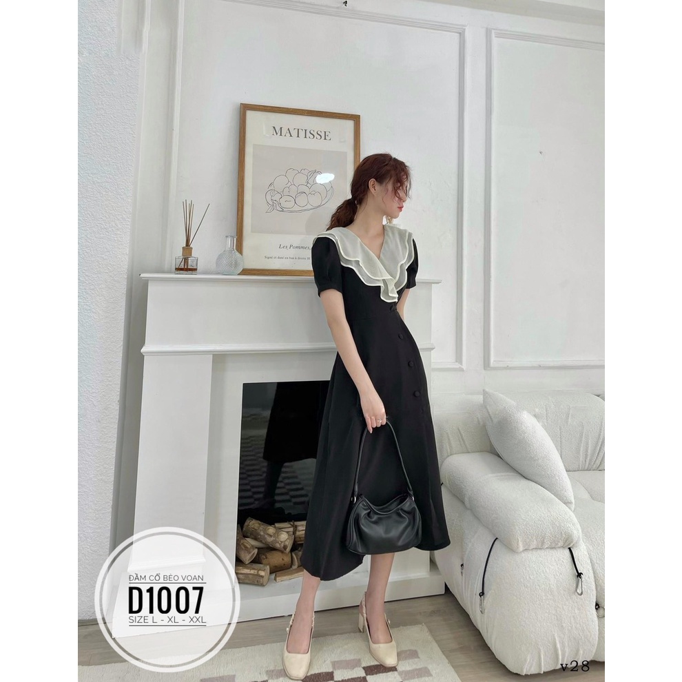 Bigsize Đầm cổ bèo voan D1007