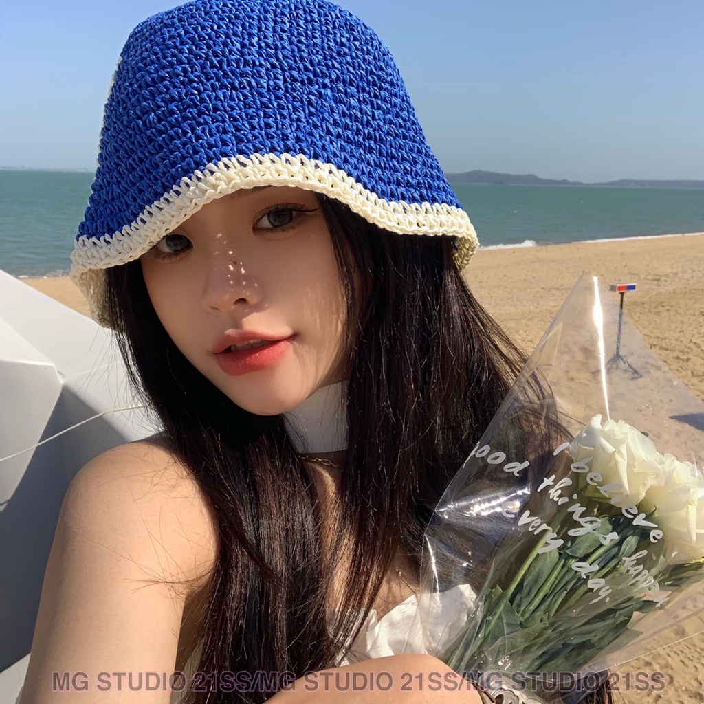MG STUDIO/summer straw bucket hat