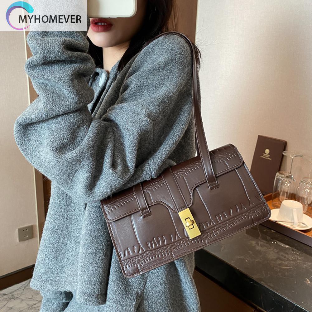 túi Fashion Alligator Underarm Bag Commuter PU Leather Women Shoulder Handbags nữ