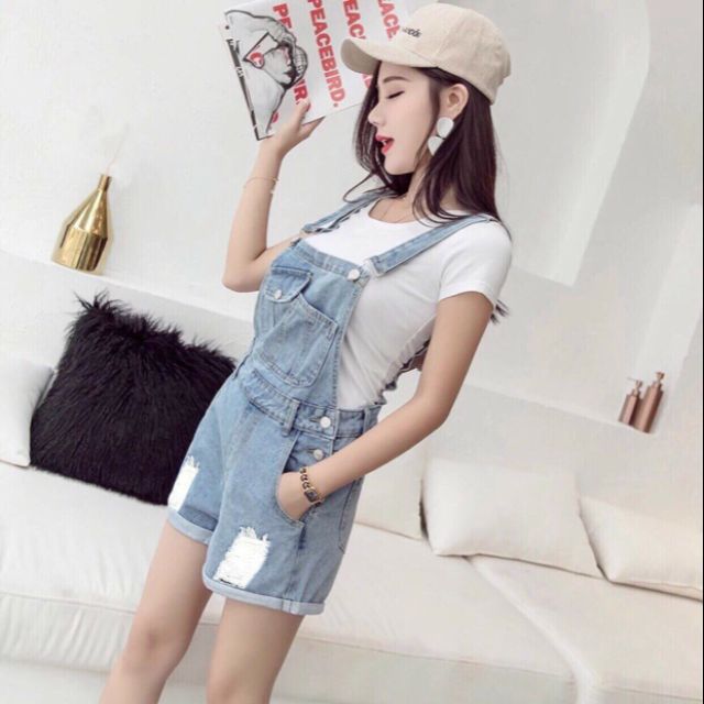 Yếm short jean rách xước siu chất HanoiVNXK