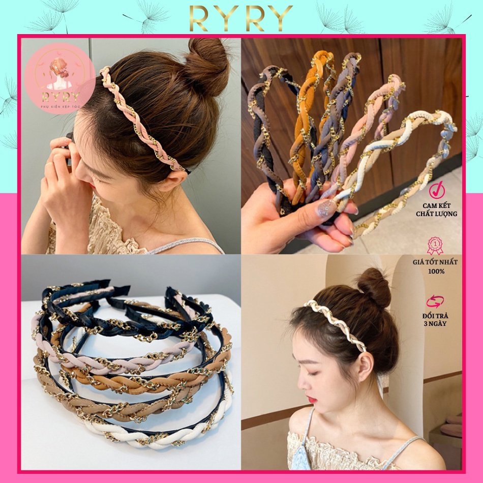 Cài Tóc Đan Xoắn Vải Da Xinh Xắn Phong Cách Hàn Quốc Cho Nữ