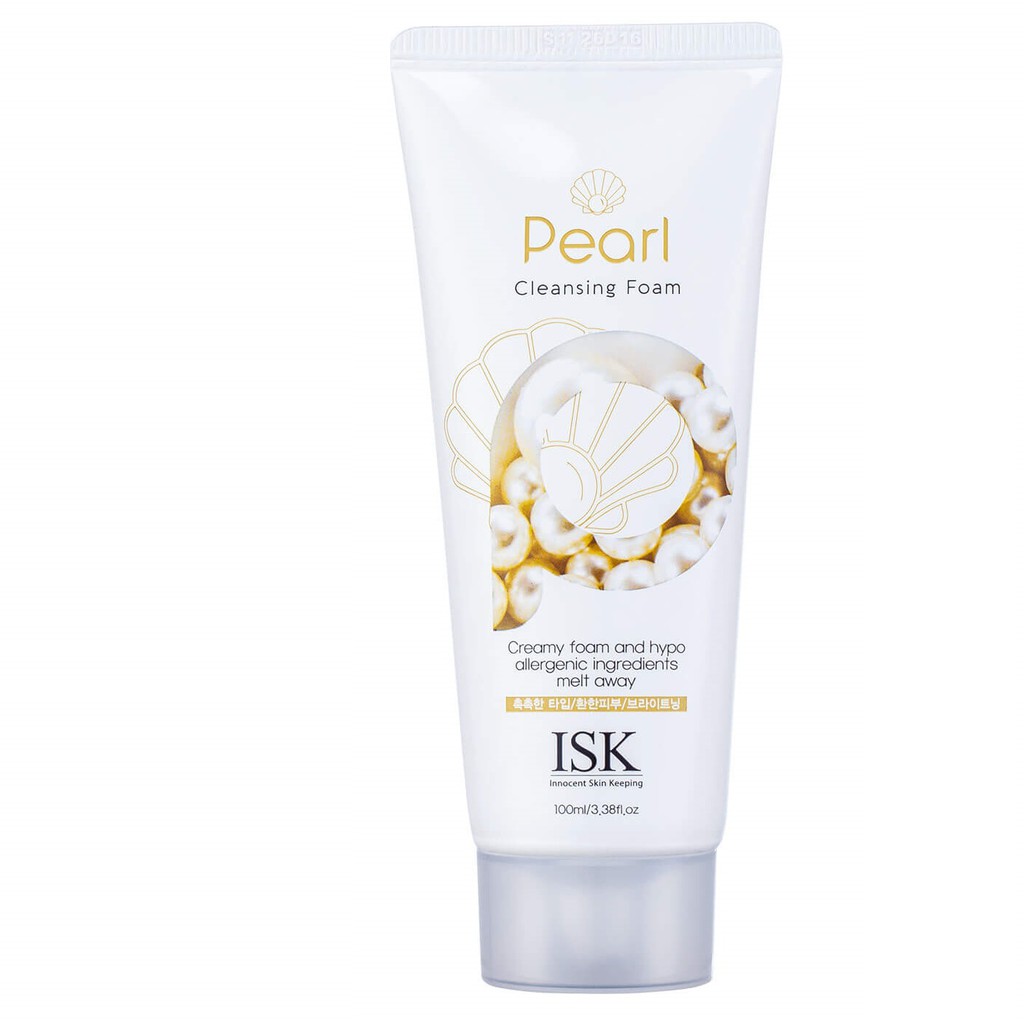 Sữa rửa mặt ngọc trai trắng da BEAUSKIN ISK PEARL Hàn quốc 100ml/ Hộp Và 1 gói tẩy da chết Apple Beauskin 3ml/gói