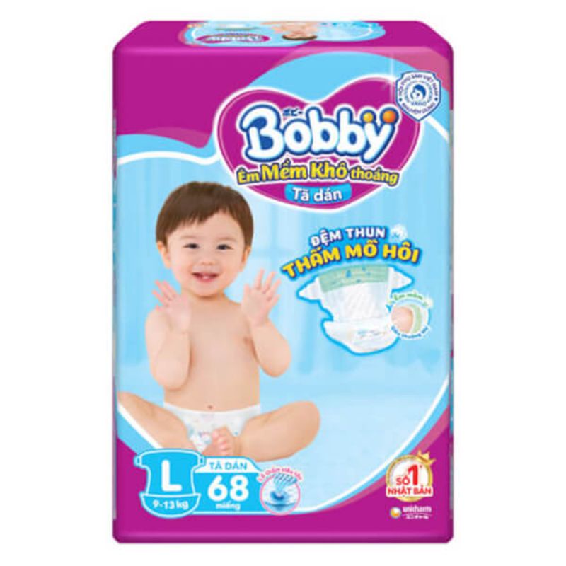 Tả dán Bobby  size L 68 miếng (cho bé 9 - 13kg)