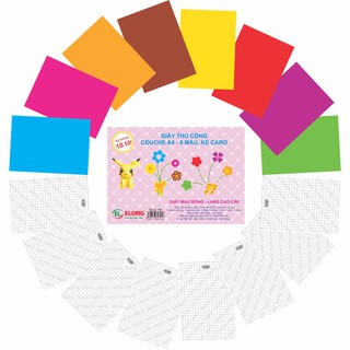 Giấy Thủ Công Couche A4 KLong 8 Màu - Ms: 705
