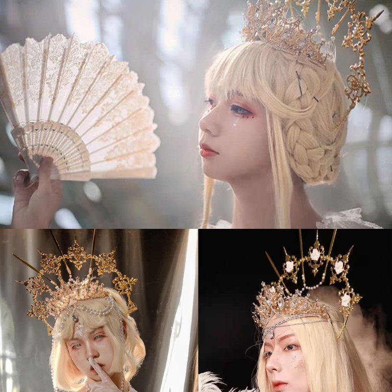 Cài Tóc Hình Vương Miện Đính Ngọc Trai Nhân Tạo Thời Trang