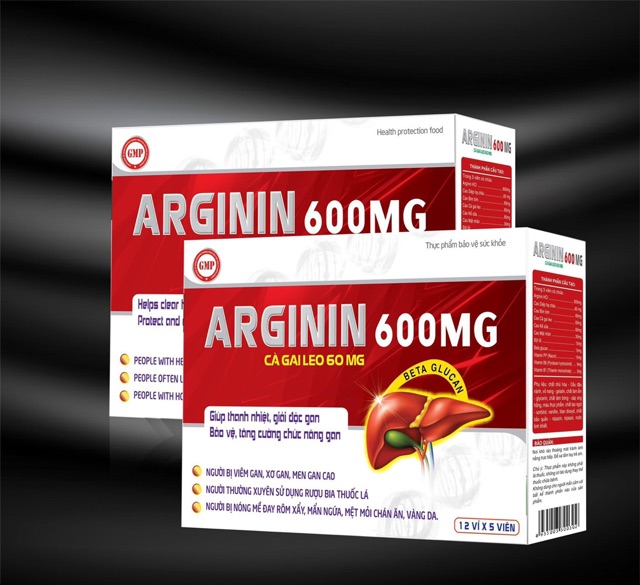 Viên uống bổ gan, mát gan Arginin 600mg cà gai leo Tăng cường chức năng gan hiệu quả, mát gan lợi mật hộp 60 viên