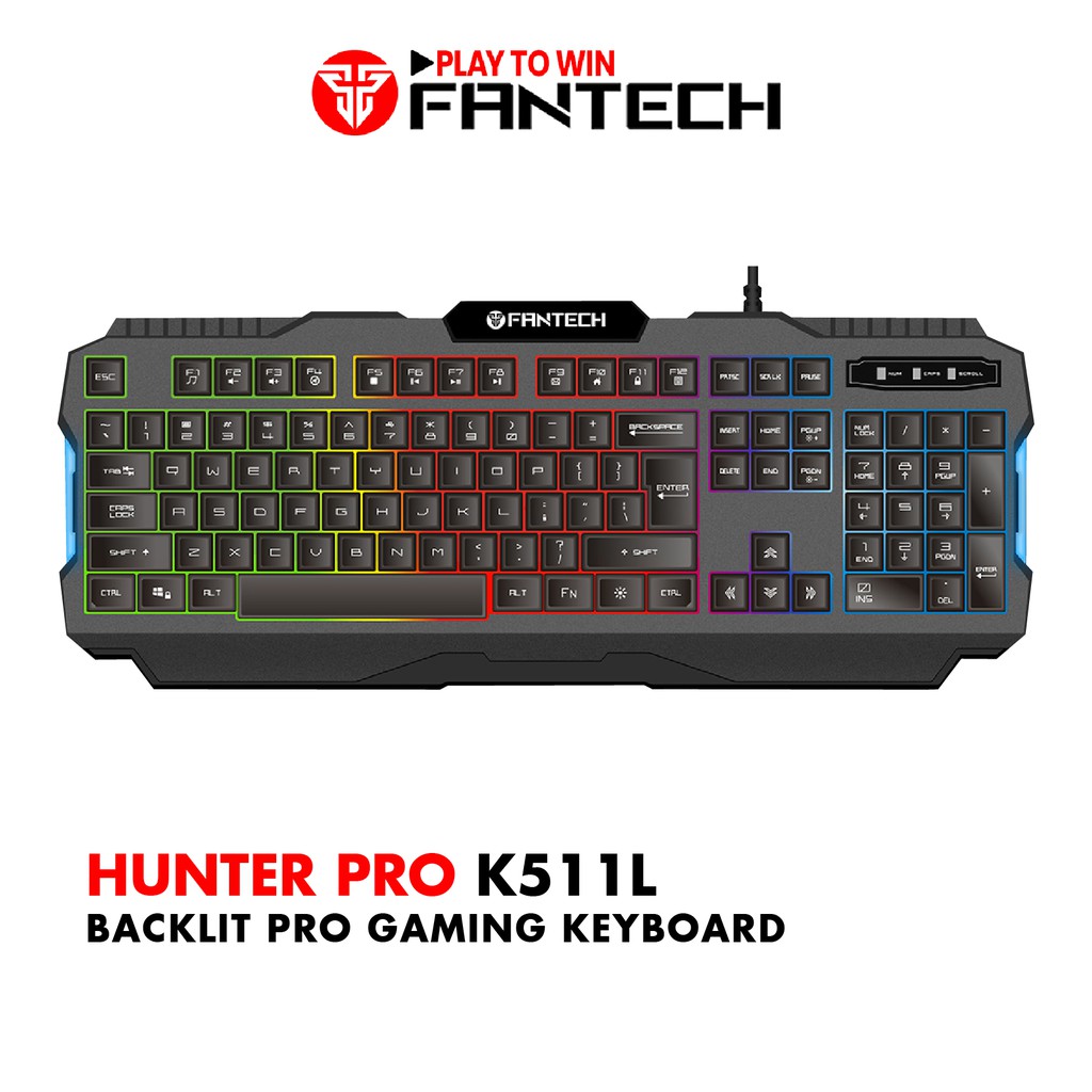 Bàn Phím Gaming Có Dây Fantech K511 HUNTER PRO Rainbow Backlit LED 19 Phím Anti Ghosting - Hãng Phân Phối Chính Thức