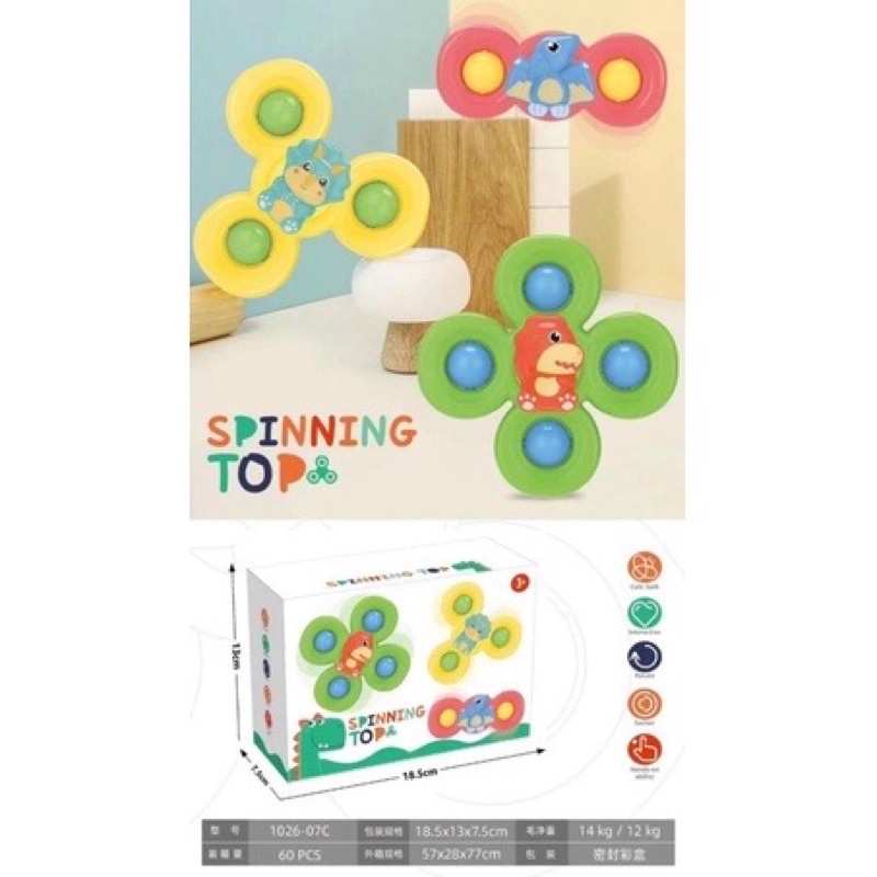 Set 3 Con Quay Đồ Chơi Fidget Spinner Dán Tường, Thiết Kế Hình Động Vật Hoạt Hình Độc Đáo Dành Cho Bé