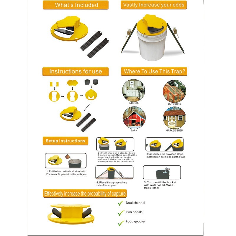 Bẫy Chuột Tự Động Thông Minh Có Nắp Trượt mousetrap trượt và lật thông minh có thể tái sử dụng mới
