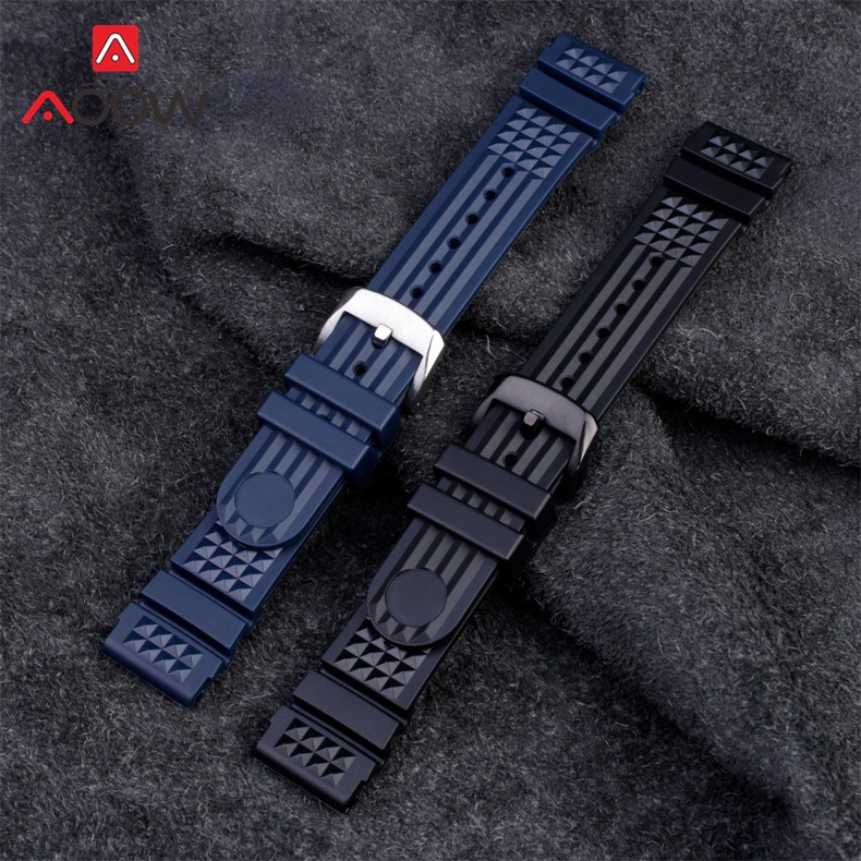 Dây Đeo Đồng Hồ Thể Thao Bằng Cao Su Silicone Màu Đen 20mm 22mm Chống Nước