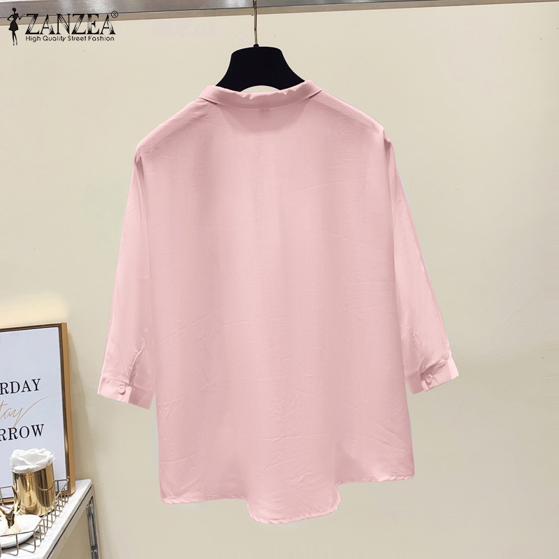 Zanzea Áo Sơ Mi Tay Lửng 3 / 4 Thời Trang Dành Cho Nữ