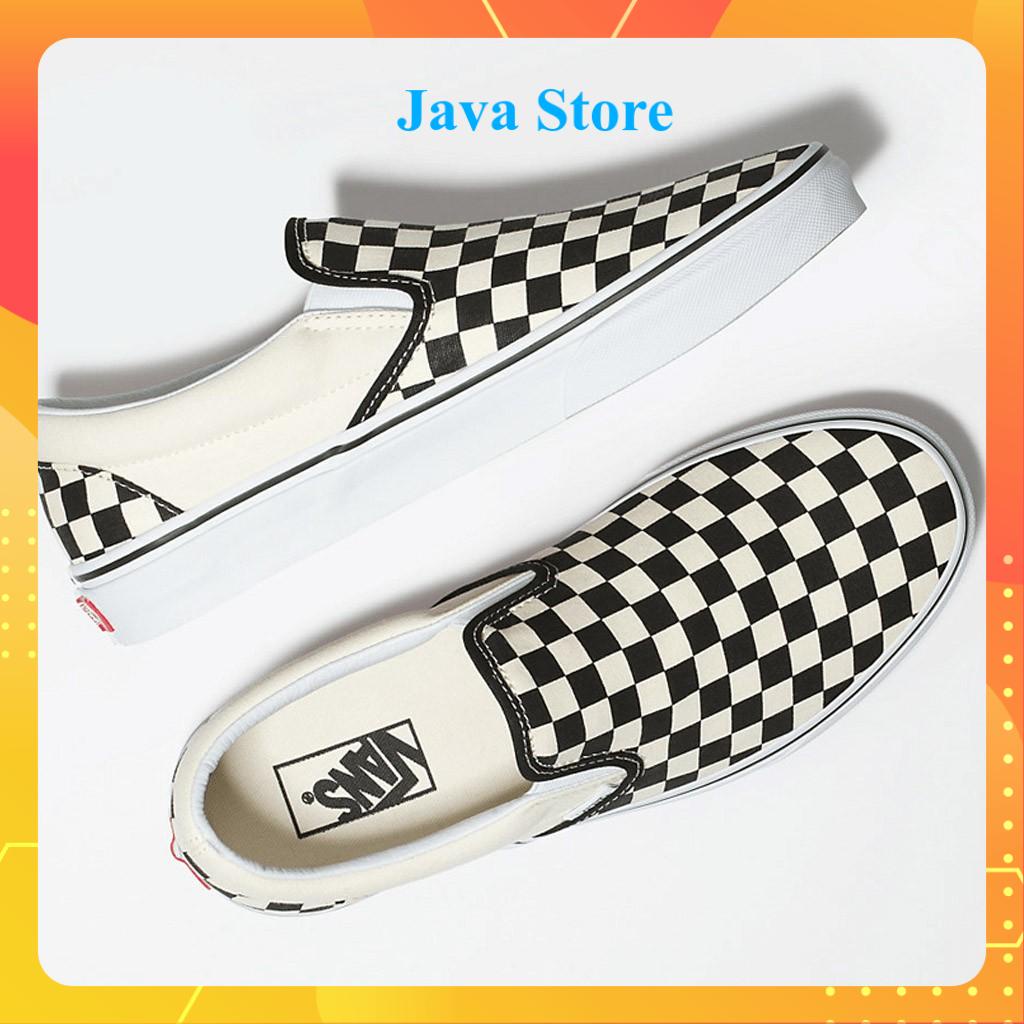 Giày Thể Thao Vans Caro Lười Slip On Nam Nữ Lót Da Cao Cấp [ Full Box + Bill ]