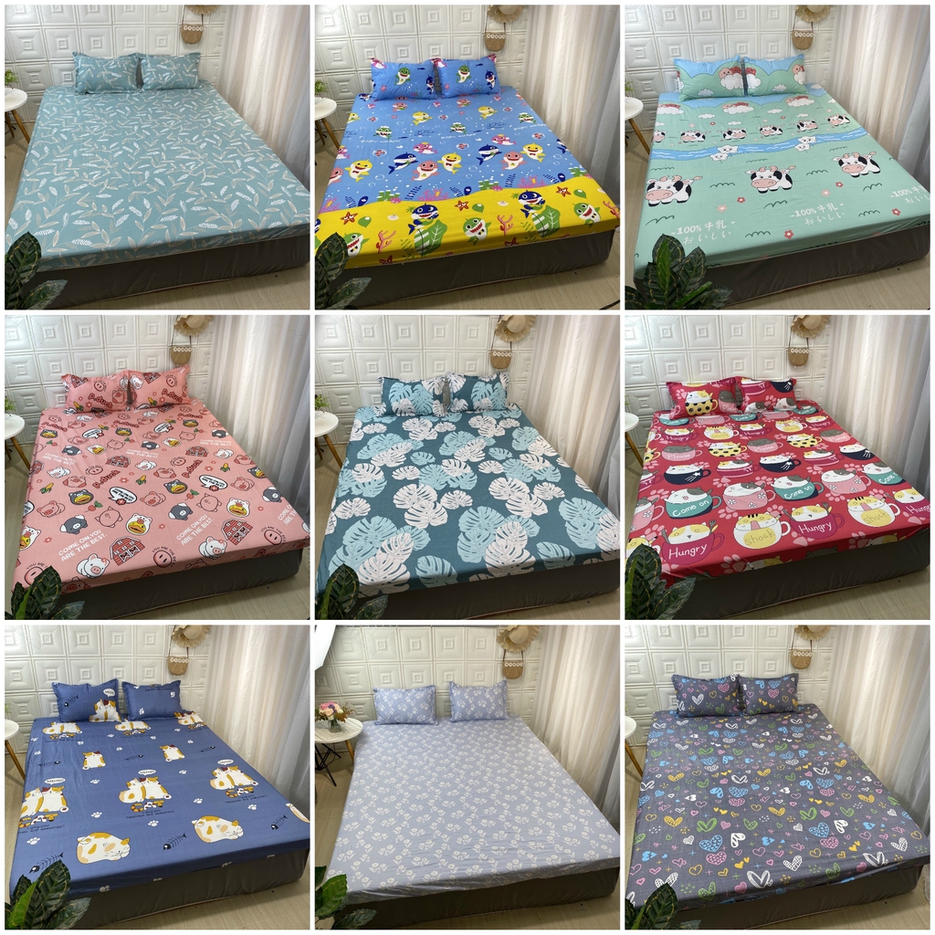 Bộ ga giường cotton poly đủ kích thước bộ drap giường bọc chun | BigBuy360 - bigbuy360.vn