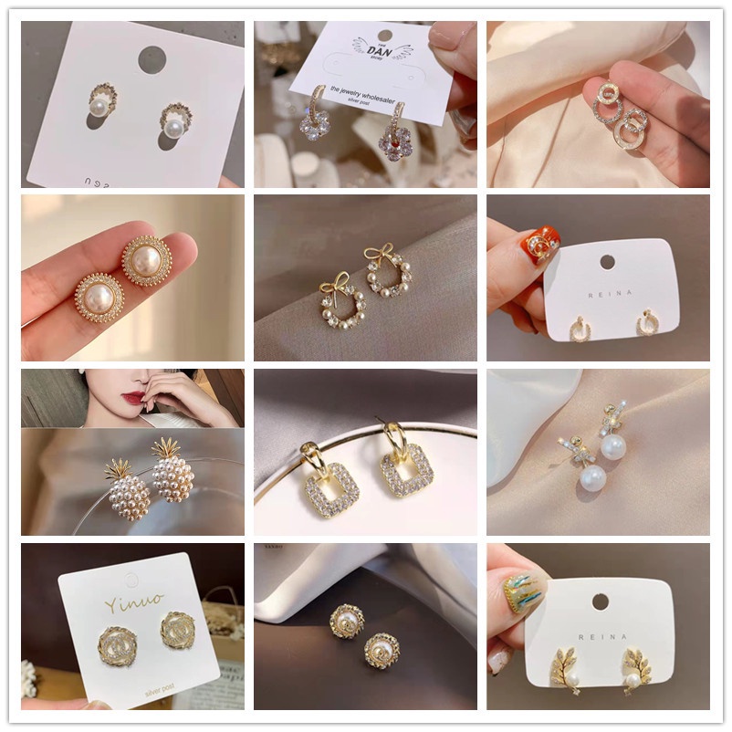 S925 Korean Style Lovely Sparkling Long Earrings