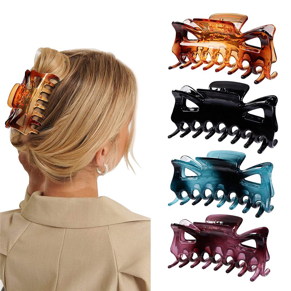 💎OKDEALS💎 Hair Accessories Hair Claw Clip Strong Hold Large Hairpins Hair Clamps Leopard Print Fashion Women Girls Acrylic Barrette/Multicolor