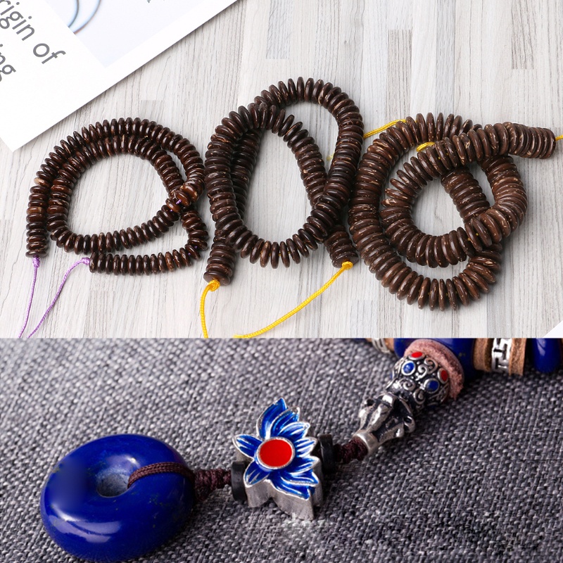 Set 110 Hạt Xâu Chuỗi 3mm Màu Nâu Bằng Vỏ Dừa Dùng Làm Đồ Trang Sức DIY