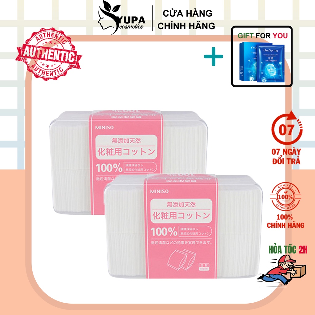 Hộp bông tẩy trang Miniso 1000 miếng từ 100% cotton Pads Làm sạch lớp trang điểm makeup toner hiệu quả  YUPA.STORE