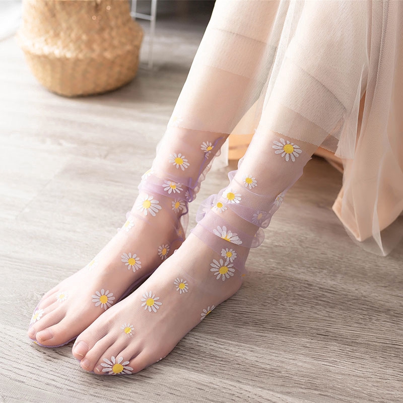 Đôi Vớ LướI Xuyên ThấU HọA TiếT Hoa CúC ThờI Trang Cho Nữ