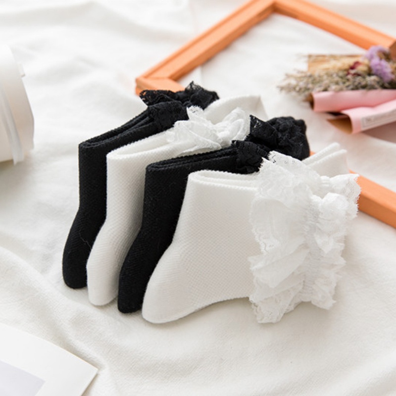 Vớ Cotton Phối Ren Nhún Bèo Phong Cách Lolita Nhật Bản